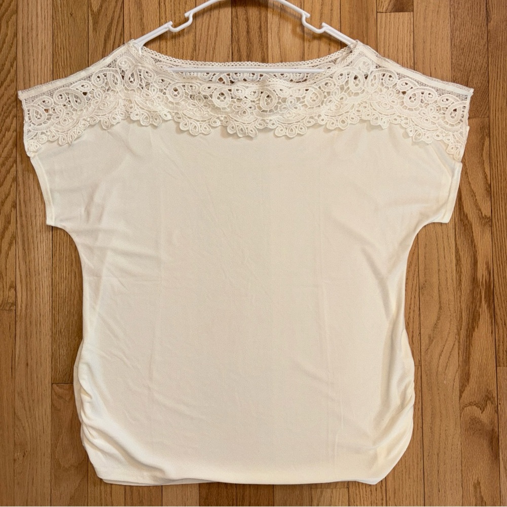 Perch by Blu Pepper Cream Crochet Detailed Women's Blouse